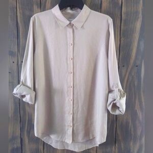 Chico's 100% linen Women's long sleeve Shirt Size 2